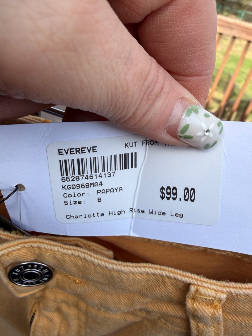 NWT – Kut from the Kloth – Charlotte High Rise Wide Leg Jeans – Papaya – Sz. 8 - Picture 5 of 6